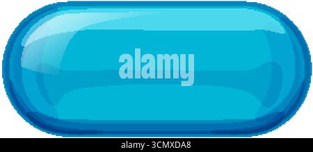 Glossy blue vitamin pill vector with smooth gradients, rounded edges, and modern highlights. Stock Vector