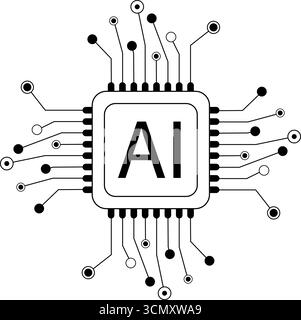 AI Chip Icon Artificial Intelligence Processor Symbol Vector Illustration Stock Vector