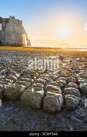 View of the cliffs of Etretat, Octeville sur Mer, Le Havre, Seine ...