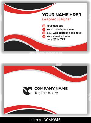 Contemporary Corporate Business Card Red Template  Sleek Professional Branding Vector Design Stock Vector