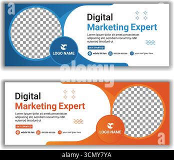 Modern Digital Marketing Facebook Banner Template  Professional Business Social Media Vector Design Stock Vector