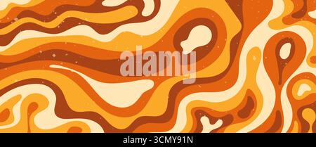 Zebra groovy color Y2K shapes. Wavy abstract trippy horizontal background. Stock Vector