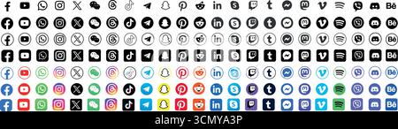 All Time Social Media Icons Set 22 Popular Network Logos Collecti Stock Vector