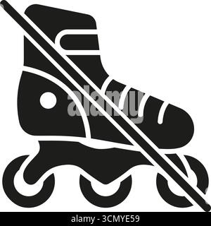 Roller Skate Prohibition Solid Icon. No Skateboarding Or Rollerblading Allowed Silhouette Symbol. Safety And Regulation Signage For Public Spaces Stock Vector