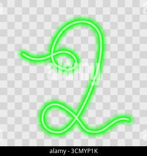 Decorative Number 2 One continuous line Hand drawn Design Line Art Concept Neon Green Light Effect. Isolated Vector illustration Sticker Icon Numbers or Date Related content Leaflets Price Tag Banners Stock Vector
