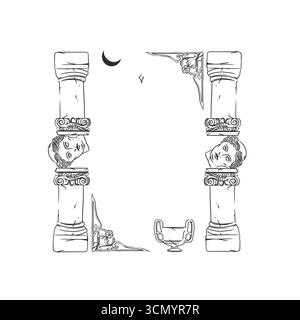 vintage antique vase ornaments frame swirls and scrolls decorations retro design vector frames and invitations, greeting cards, certificates borders Stock Vector