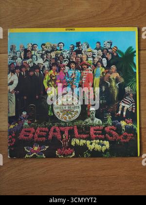 The Beatles 1967 album Sgt. Pepper's Lonely Hearts Club Band vinyl record cover art Stock Photo