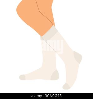 legs in long white socks, perfect for fashion graphics, lifestyle projects, apparel prints, and cozy home decor concepts- vector illustration Stock Vector