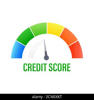 Credit score meter is evaluating credit report information Stock Vector