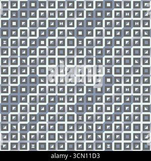 Seamless geometric pattern with isometric cube tiles in gray tones. Stock Vector