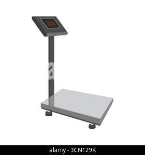 Industrial platform scale showing zero weight on digital display Stock Vector