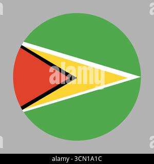 Flag of Guyana. Guyana circle flag. Flag icon, banner, badge. Round national Guyana flag.  Stock Vector