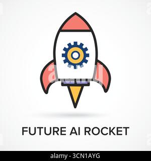 Future AI Rocket – Artificial Intelligence Innovation Launch Icon, Futuristic AI Missile , Rocket Icon for Innovation and Automation Stock Vector