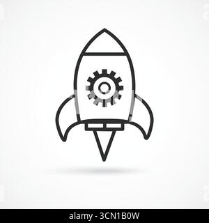 Future AI Rocket icon solid outline with white background- Artificial Intelligence Innovation Launch Icon, Futuristic AI Missile, Rocket Icon Stock Vector