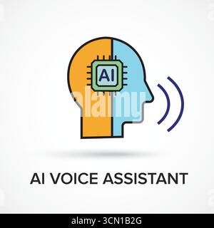 AI Voice Assistant Icon color icon for Virtual Interaction and Chatbot Technology Stock Vector