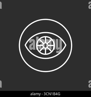 Data Vision Icon with black and white background– Digital Eye for Analytics, Computer Vision, and Cybersecurity Stock Vector