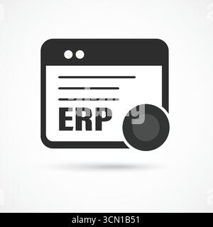 ERP, enterprise resource planning icon isolated solid outline on white background, ERP Dashboard, AI and Business icon Stock Vector