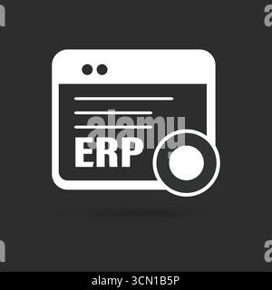 ERP, enterprise resource planning icon isolated solid outline on black and white background, ERP Dashboard, AI and Business icon Stock Vector