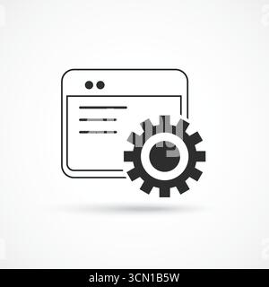 ERP system, Enterprise resource planning solid outline in white background. Business automation and innovation Vector icon, ERP Software System for AI Stock Vector