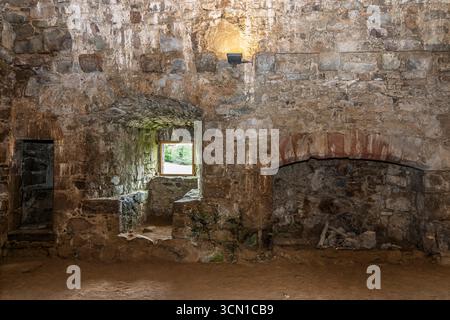 Scotland - Drum - Drum Castle - Close-up of stone facade and medieval walls Stock Photo