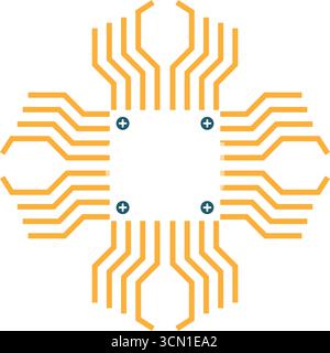 Modern microchip and circuit icon design illustration Stock Vector