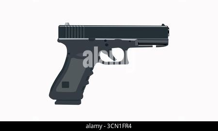 Vector Isolated Illustration of a Gun. Isolated Gun with Solid White Background Vector Illustration Pro Vector Stock Vector