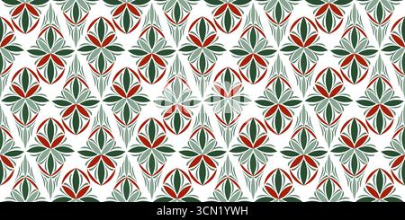 Christmas seamless pattern. Geometry diagonal winter ornament. Fantasy green and red shapes on white background. Classic Christmas decor Stock Vector