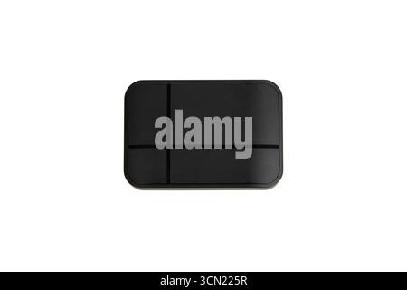 A closed black rectangular plastic box with rounded corners, isolated on a white background Stock Photo