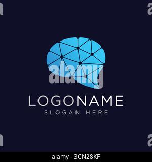 Brain technology logo designs concept, techno brain logo template Stock Vector