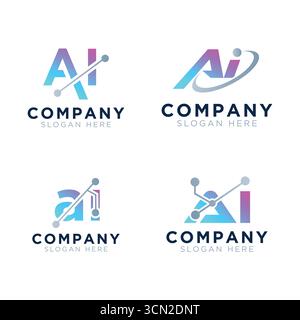 technology ai gradient logo Stock Vector