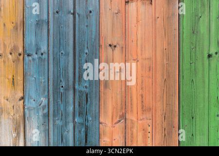colorful profiled timber wall for background use Stock Photo