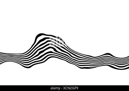 Geometric pattern in the form of a dynamic Abstract black and white wave. Stock Photo