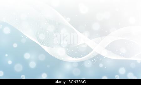 serene abstract background with flowing white lines glowing bokeh and soft blue gradient design perfect for modern digital projects needing elegance a Stock Vector