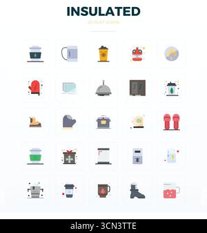 Transform your designs with 25 Flat vector icons themed around Insulated, engineered in 128x128 PIXEL perfect resolution for maximum clarity. Stock Vector