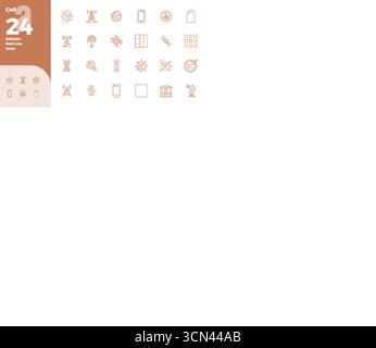 Future-ready pack of 24 vector icons themed around Cell, showcasing Bold Line design with 128x128 PIXEL perfect clarity for innovative user interfaces Stock Vector