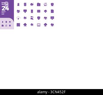 Expertly designed 24 Glyph PIXEL perfect vector icons for Data Security, engineered at 128x128 resolution for flawless integration and performance. Stock Vector