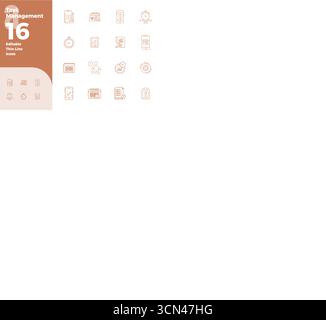 Meticulously crafted 16 Thin Outline vector icons for Task Management, delivered in 128x128 PIXEL perfect quality for uncompromising design standards. Stock Vector