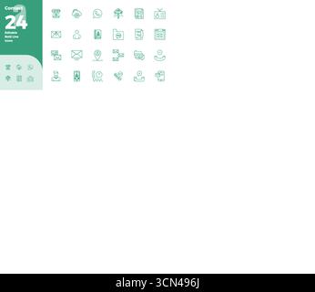 Perfectly balanced 24 Bold Line PIXEL perfect vector icons for Contact, sized at 128x128 for harmonious integration in digital design projects. Stock Vector