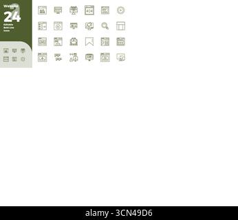 Carefully curated 24 Bold Line vector icons for Website, featuring 128x128 PIXEL perfect resolution for consistent brand representation and user exper Stock Vector