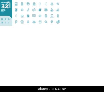 Transform your designs with 32 Bold Line vector icons themed around Accounting, engineered in 128x128 PIXEL perfect resolution for maximum clarity. Stock Vector