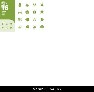 Transform your designs with 16 Filled vector icons themed around Eating, engineered in 128x128 PIXEL perfect resolution for maximum clarity. Stock Vector