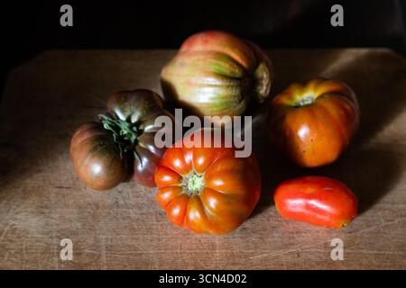 organic ripe tomatoes freshly picked Stock Photo