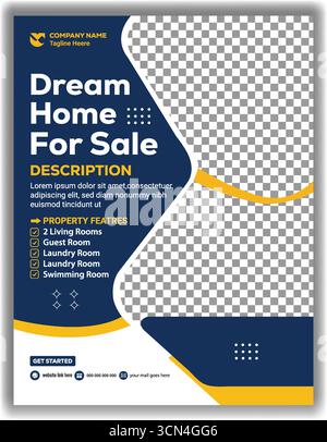 Professional Real Estate Agency Flyer Template  Stylish Property Advertising Poster Vector Illustration Design Stock Vector