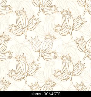 Autumn Hazelnut doodle pattern, featuring hand drawn hazelnut outlines and stylized nuts. Suitable for backgrounds, backdrops, packaging, and wallpape Stock Vector