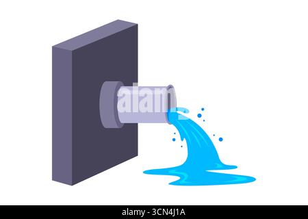 clean water flows from the pipe. flowing water. Vector illustration Stock Vector