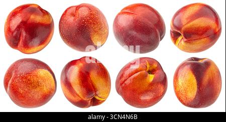 Whole nectarines isolated on white background, full depth of field Stock Photo