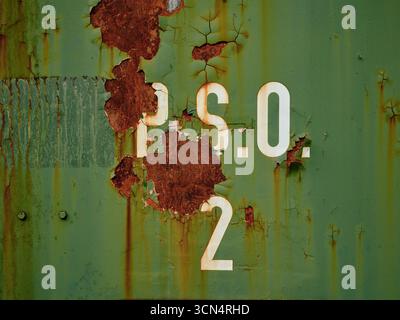 Rusted green painted metal surface in augsburg, germany Stock Photo