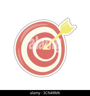 Stylized red and white target with yellow arrow at center. Ideal for visuals about accuracy, goal setting, success, strategy, and performance Stock Vector