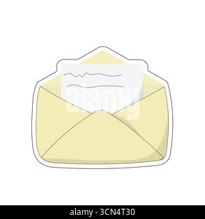 Stylized open envelope with visible letter inside. Ideal for visuals about messaging, communication, mail, correspondence, or receiving news in busine Stock Vector