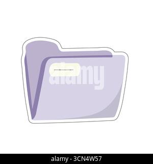 Minimalist purple file folder with cream label tab. Ideal for office, document management, organization, and digital storage themes in business Stock Vector